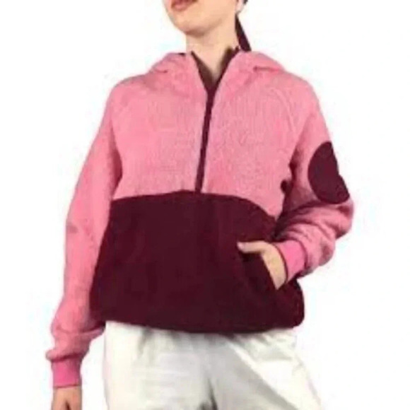 Outdoor Voices Pink Wool  Blend MegaFleece Half-Zip Hoodie S - Picture 3 of 12